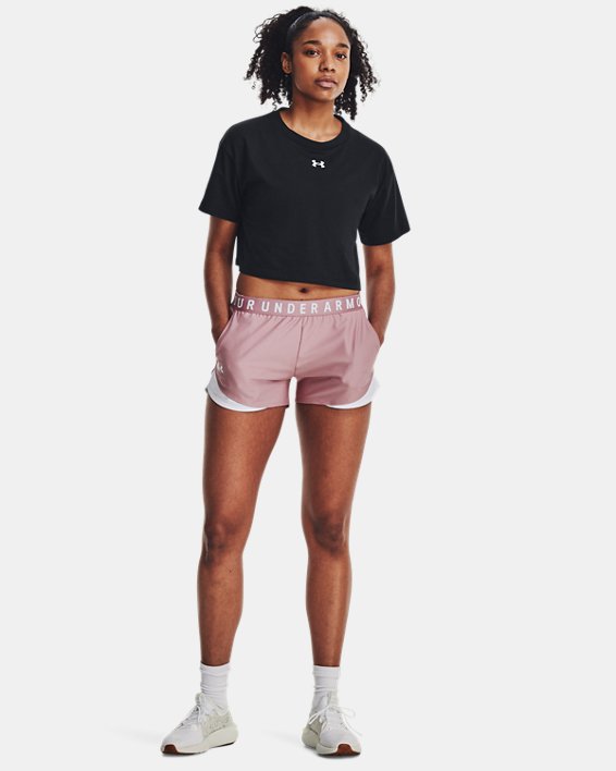 กางเกงขาสั้น UA Play Up Shorts 3.0 สำหรับผู้หญิง in Pink image number 2